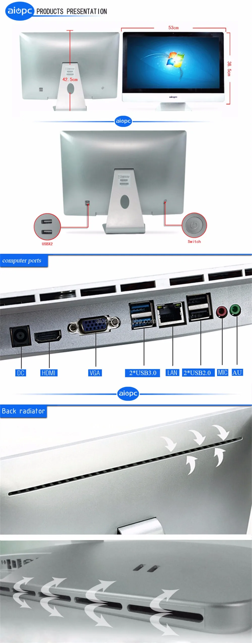 18.5" 21.5" 23.5" 27'' 32'' Computer PC Complete Desktop/ latest desktop computers