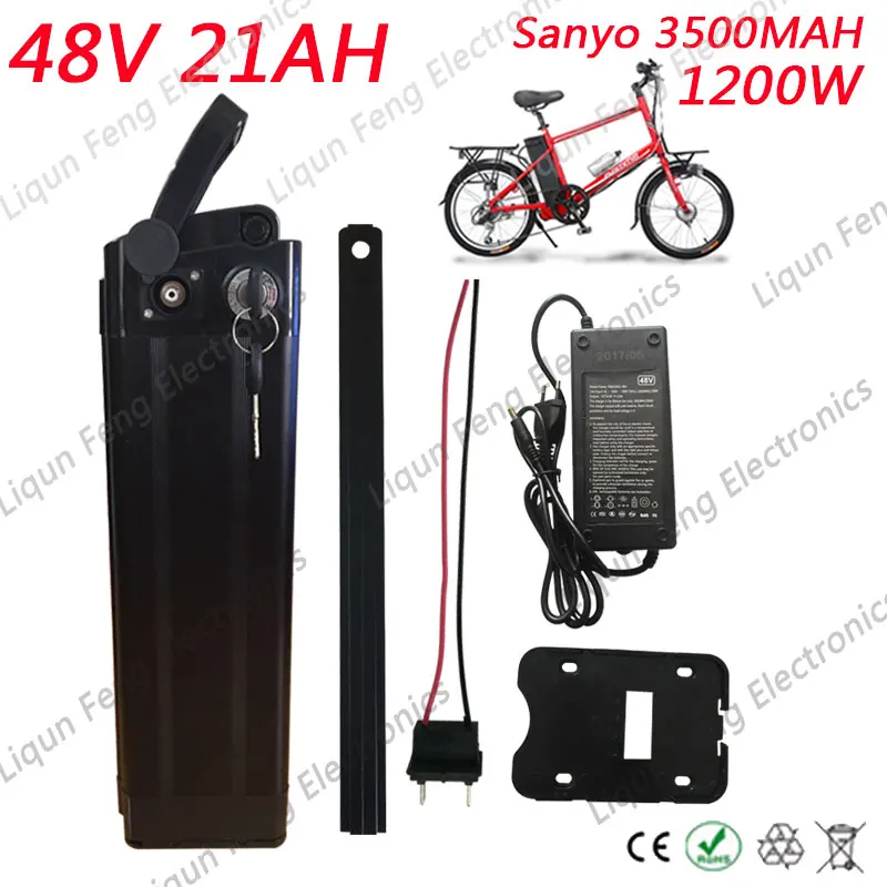 Discount Free Duty Free Shipping 1200W 48V 21AH li-ion battery 48V Electric Bike Battery Use for sanyo cell 30A BMS Bottom Discharge Port 0