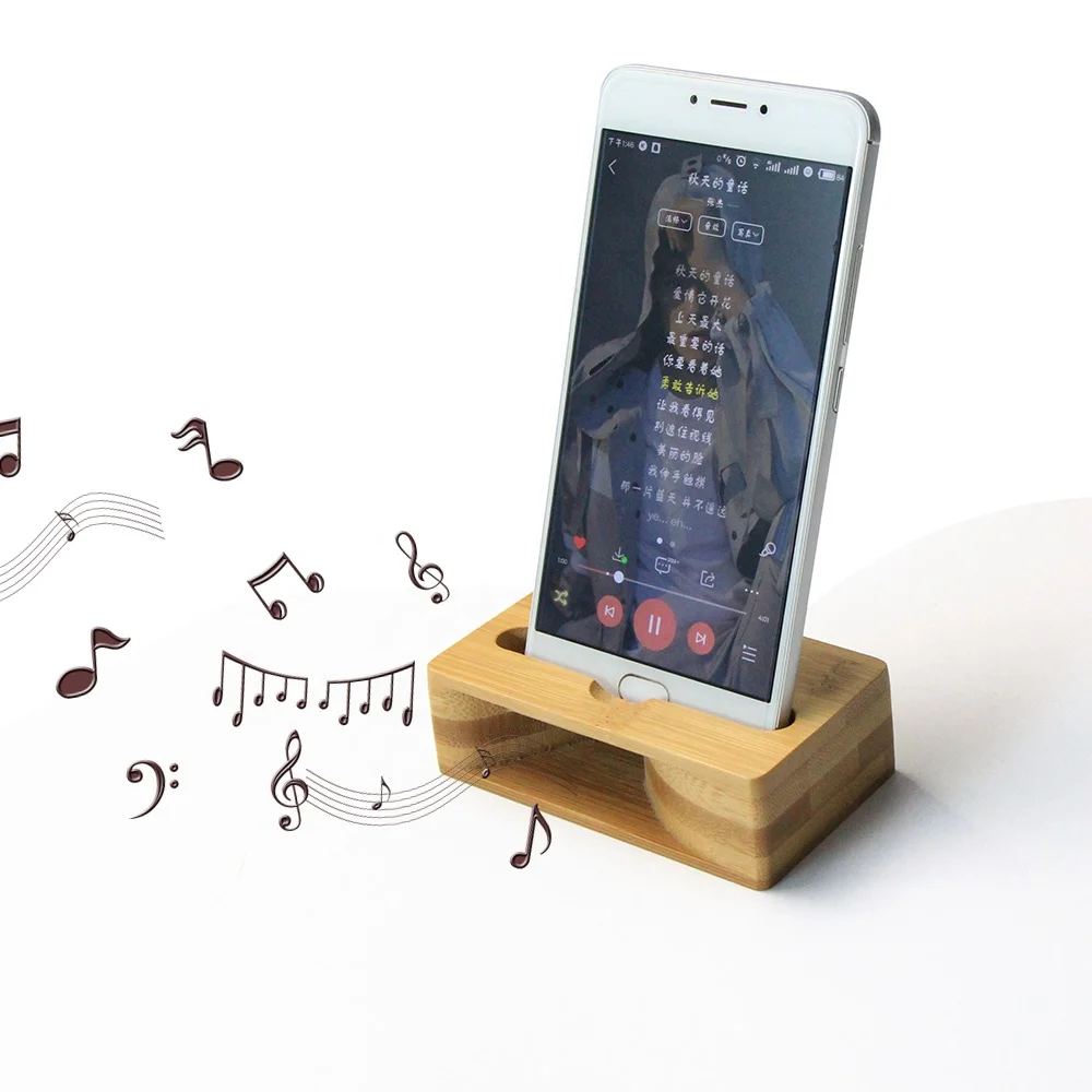 Real Wood Loud-Speaker Accessory for IPhone Bamboo Mini Speaker for Mobile Phone