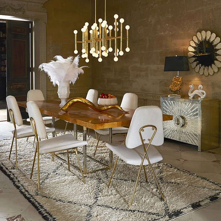 Wedding event party restaurant furniture fabric metal  dining chair Italian style chair with metal legs