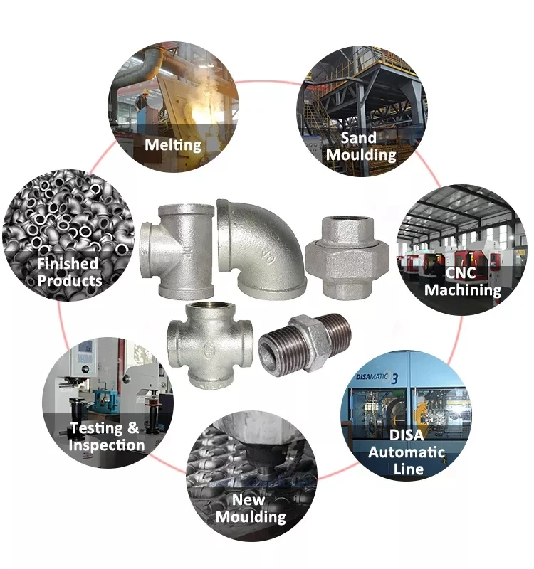 thumbnail image 2 of 3/4 Inch Galvanized Malleable Iron Pipe Tee - 3-Way Fitting NPT - Jinan GMTE0034 2 of 4
