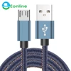 EONLINE 1M Denim Micro USB Cable Fast Charging Charger Mobile Phone Data Wire Cord Microusb Cable For Samsung Xiaomi Android