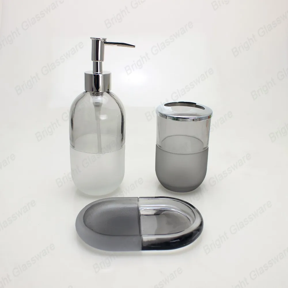 Luxury Grey Frosted Glass Bathroom Accessories Vintage Mosaic Glass