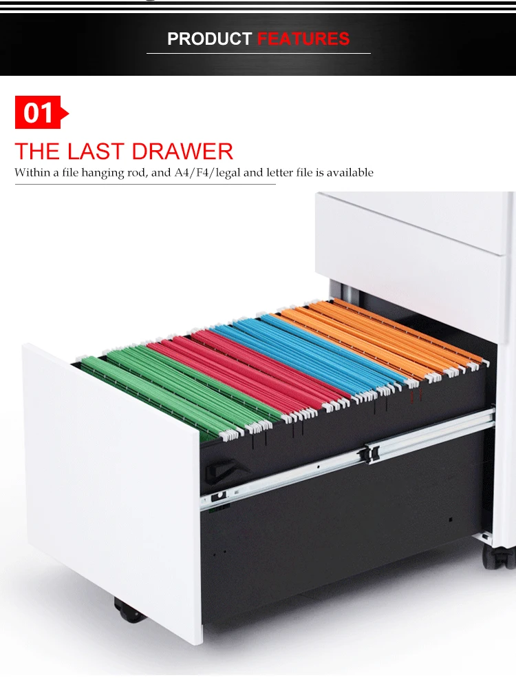 2018 Nuevo 3 Cajones De Metal Pedestal Móvil Archivo O Presentación De