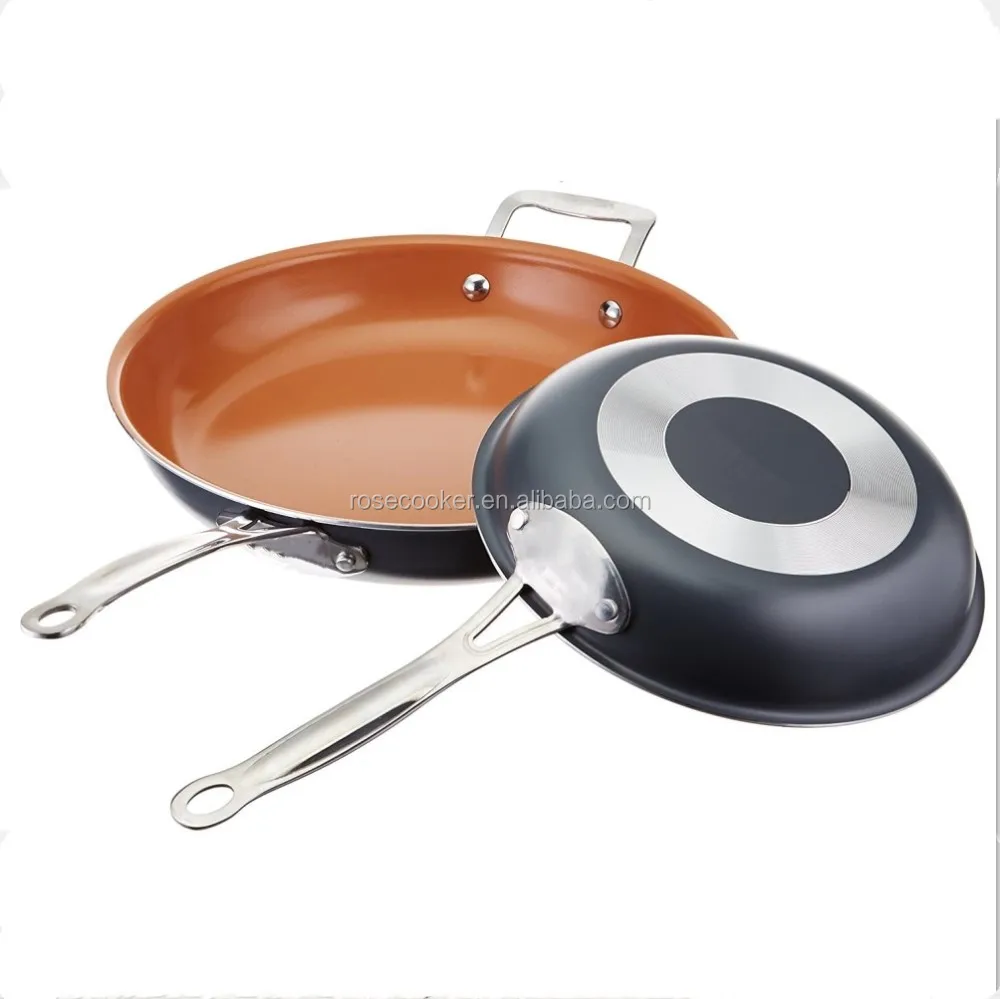 Pressed Aluminum Nonstick Fry Pan Roll Up Of The Edge With Flat