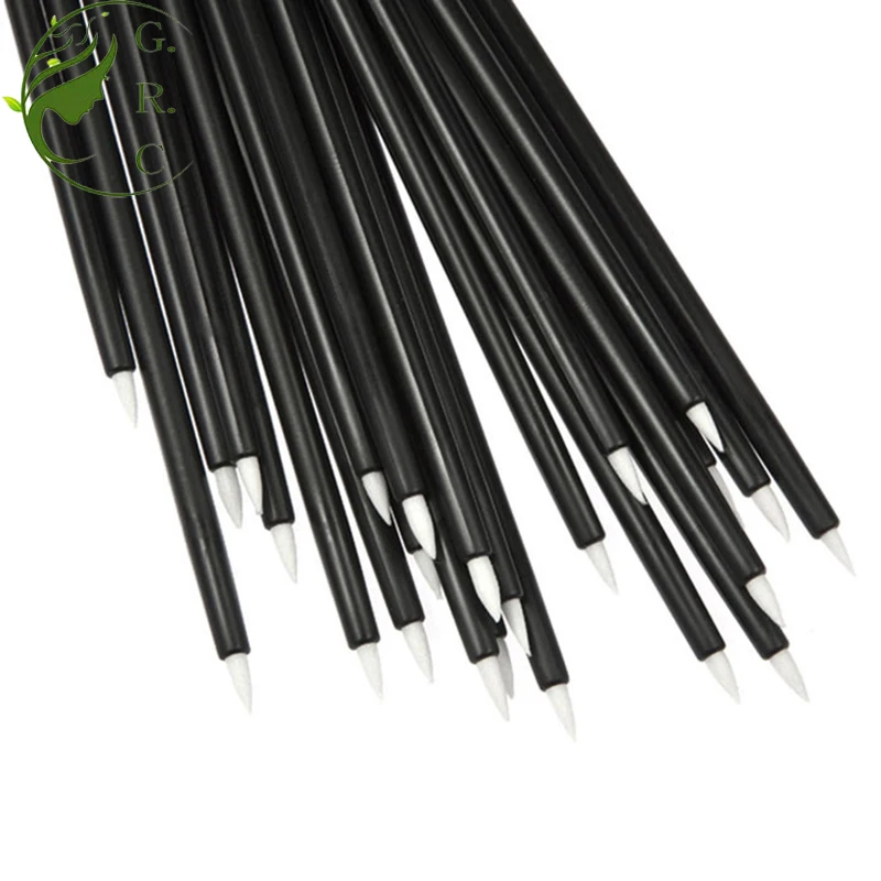 Disposable White Brown Lip Eye Liner Brushes 4 Inch Size Gram Plastic Leather Tip Eyeliner Makeup Brush With Protector Cover
