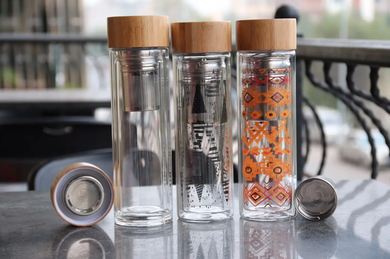 Custom Bpa Free Glass Water Tea Bottle Infuser/detox Glass Filter Drink