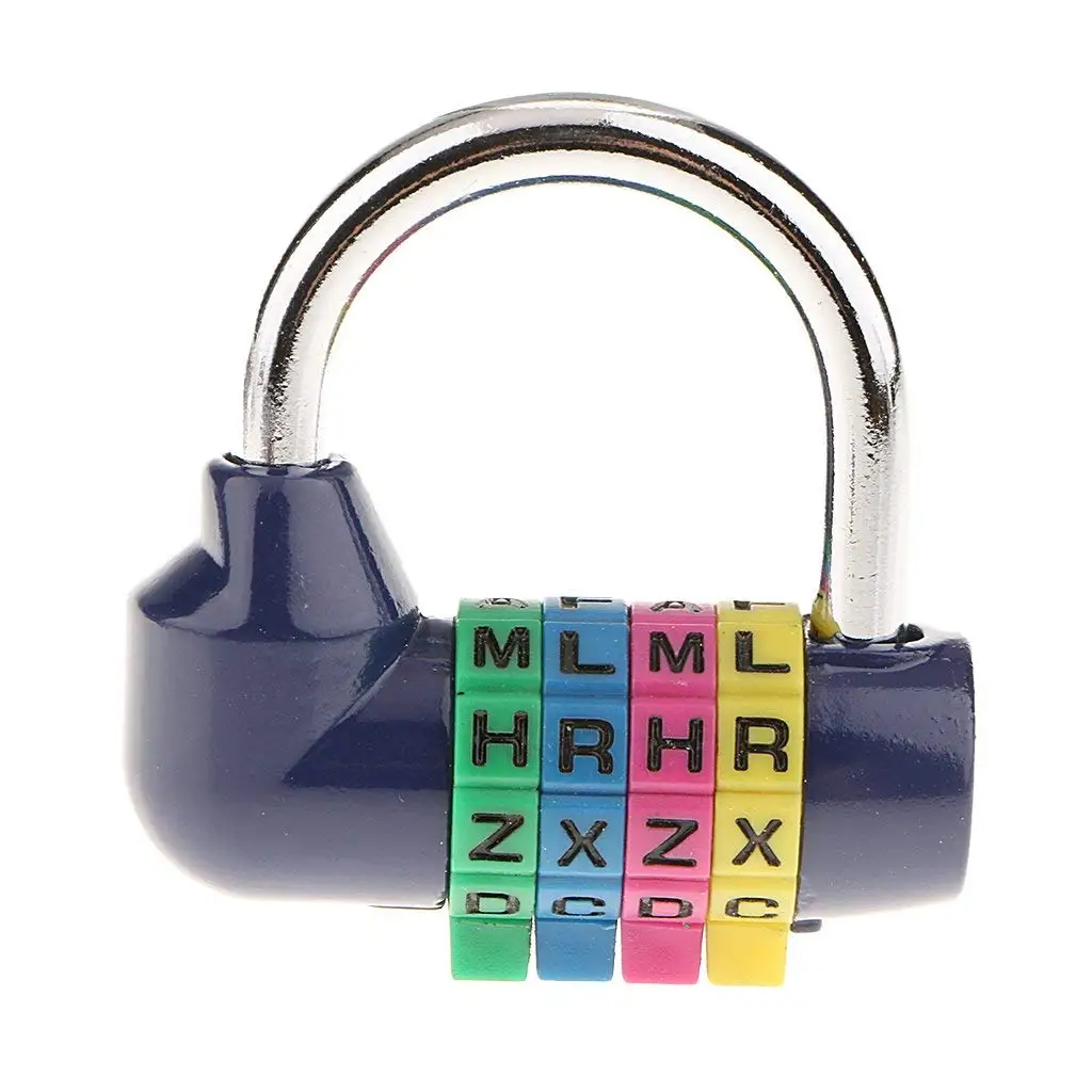 Baoblaze 4 Letter Combination Lock Resettable Zinc Alloy Code Padlock for School Gym Locker,Sports Locker,Fence,Toolbox,Case,Hasp Storage - Blue