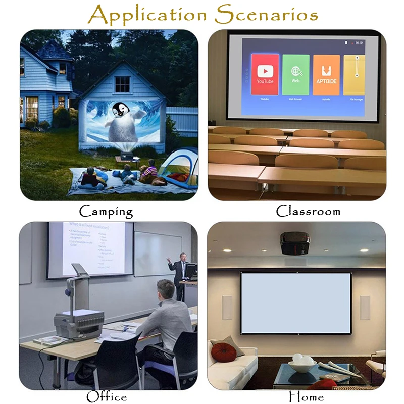 Polyester Projector Screen 120 Inches 16:9 Simple Soft Fabric Projector Screen Portable Foldable