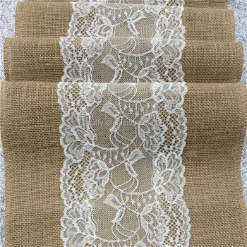 Modern Jute Burlap Lace Hessian Table Runners Event Party Supplies