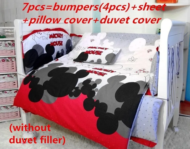 Promotion 6 7PCS Mickey Mouse baby bedding set baby boy sports crib bedding sets Cot Crib