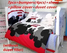 Promotion 6 7PCS Mickey Mouse baby bedding set baby boy sports crib bedding sets Cot Crib