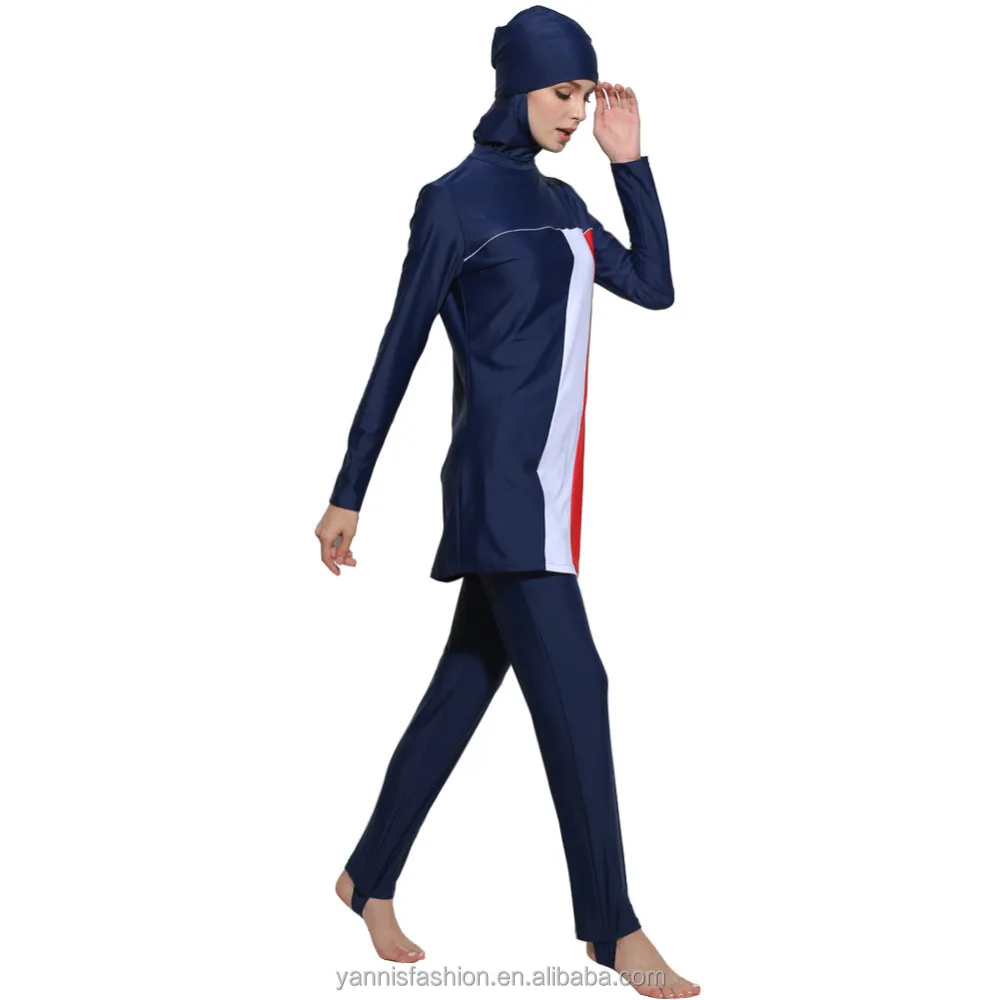 2018 Modesto Costume Da Bagno Islamico Costume Da Bagno A Righe Donne