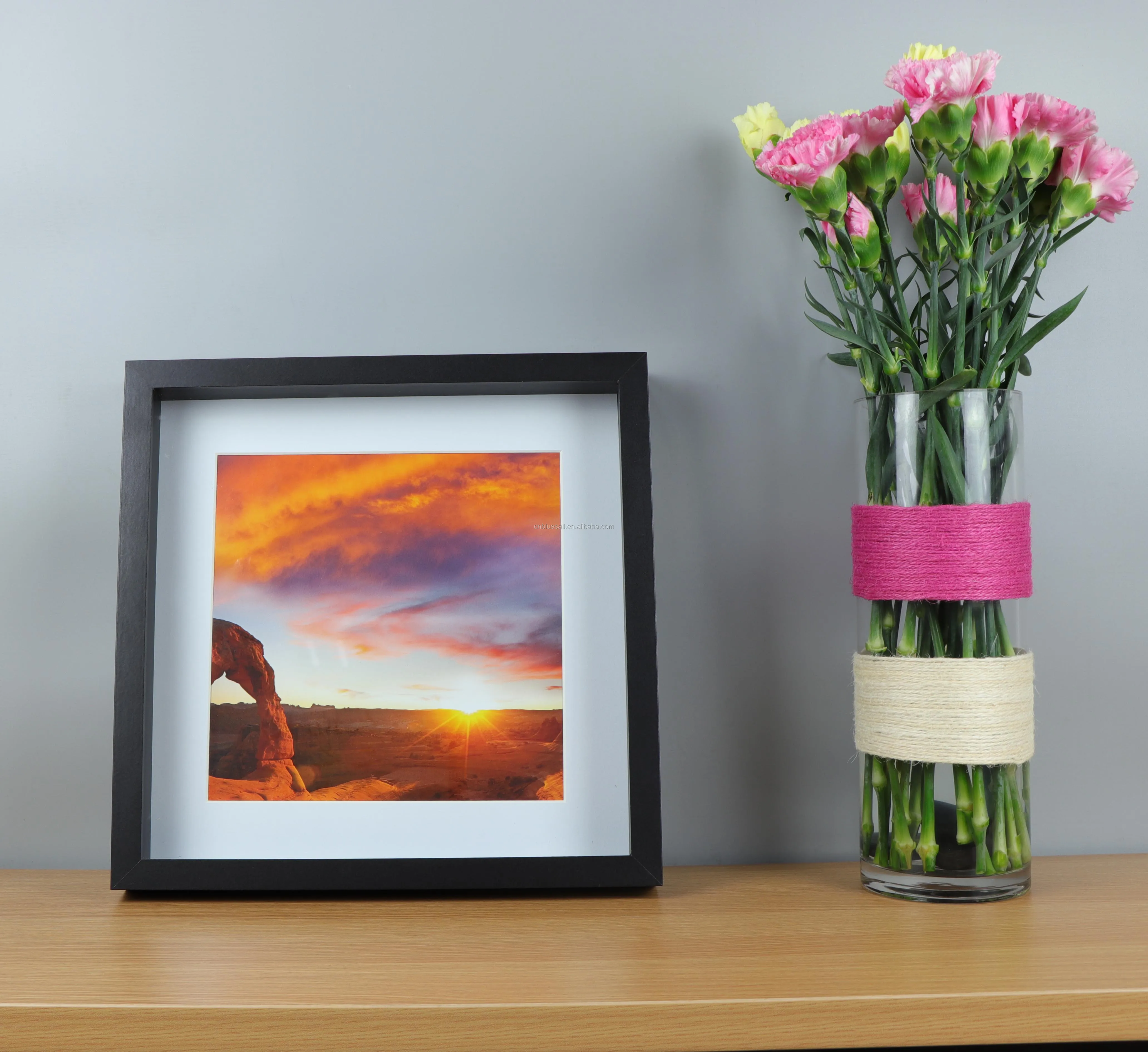 Black / white mat picture frame, Square photo frame 11x11" /12x12" , Simple home decoration