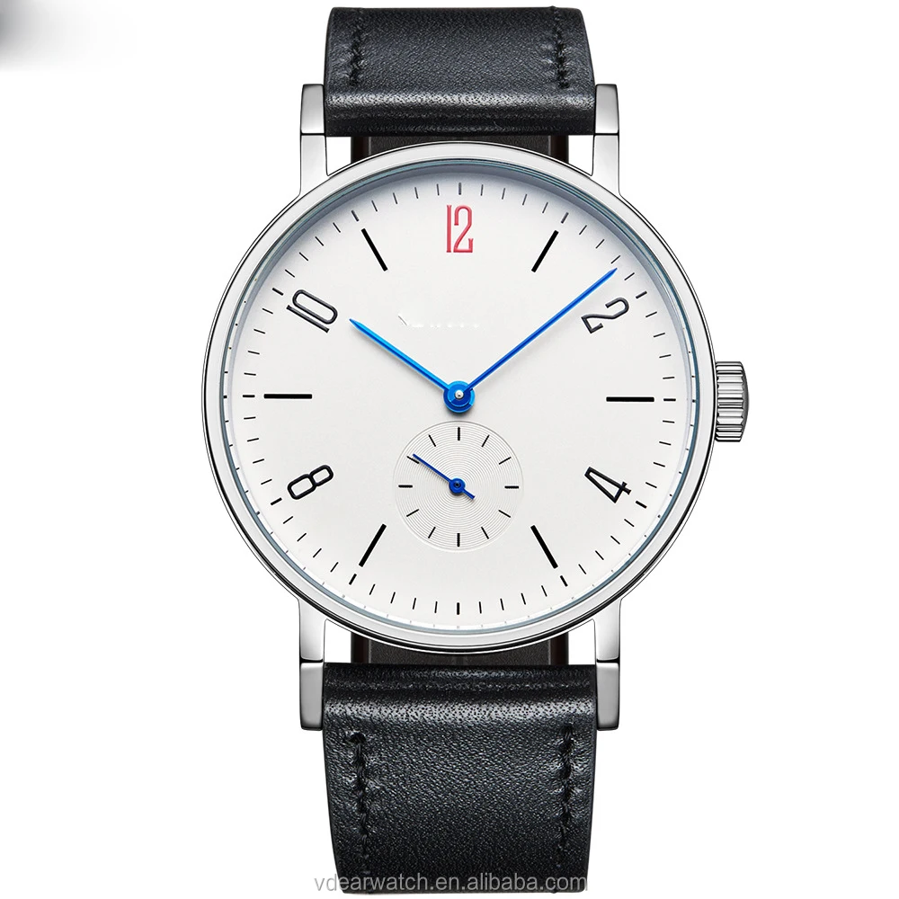 Solid stainless steel quartz men wristwatch two hands half hand custom watch logo own design