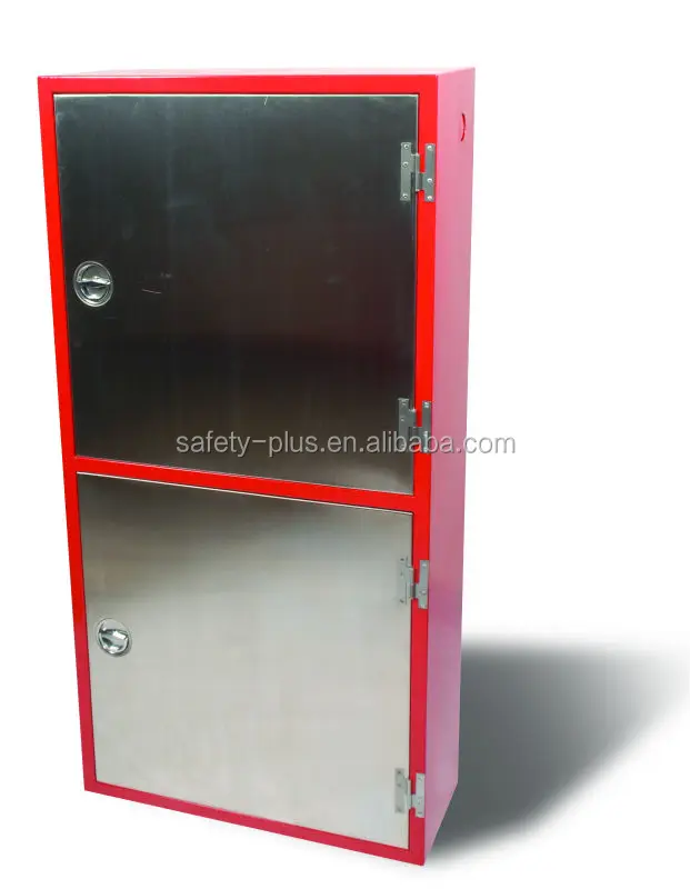 Double Door Stainless Steel Fire Hose Reel And Fire Extinguisher