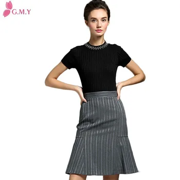 Elegant Strip Formal Office Short Skirt Design For Women Elegant Strip Formal Office Short Skirt Design For Women