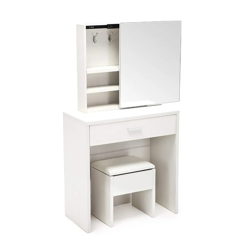 sliding mirror dressing table white