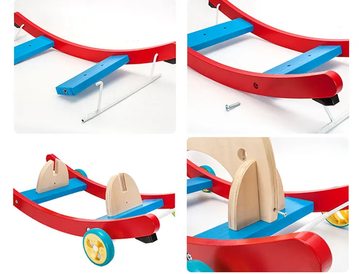 Wholesales Elephant Designed Wooden Rocking Horse Baby Wood Ride On Animal Toys With Wheels