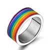 Latest Gold Ring Designs 316L Stainless Steel Silicone Rubber Gay Pride Rainbow Rings Gay Men Ring