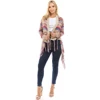 Cheap Wholesale Quality In Stock Type Female Winter Outwear Boho Striped Colorful Knit Short Cardigan Kimono Women with Tassel