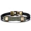 New trend high quality black leather bracelet men's authentic
