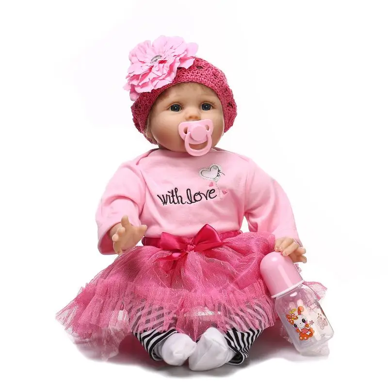 22''Handmade Lifelike Baby Girl Doll Silicone Vinyl Reborn Newborn Dolls+Clothes 