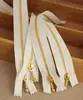 White Zippers, Bag Zip 6" 8" 10" 12" closed bottom Golden metal