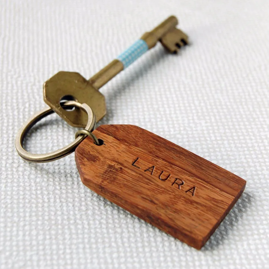 Solid Wood Key Ring With Customization Laser Logo Little Gift Oak Key