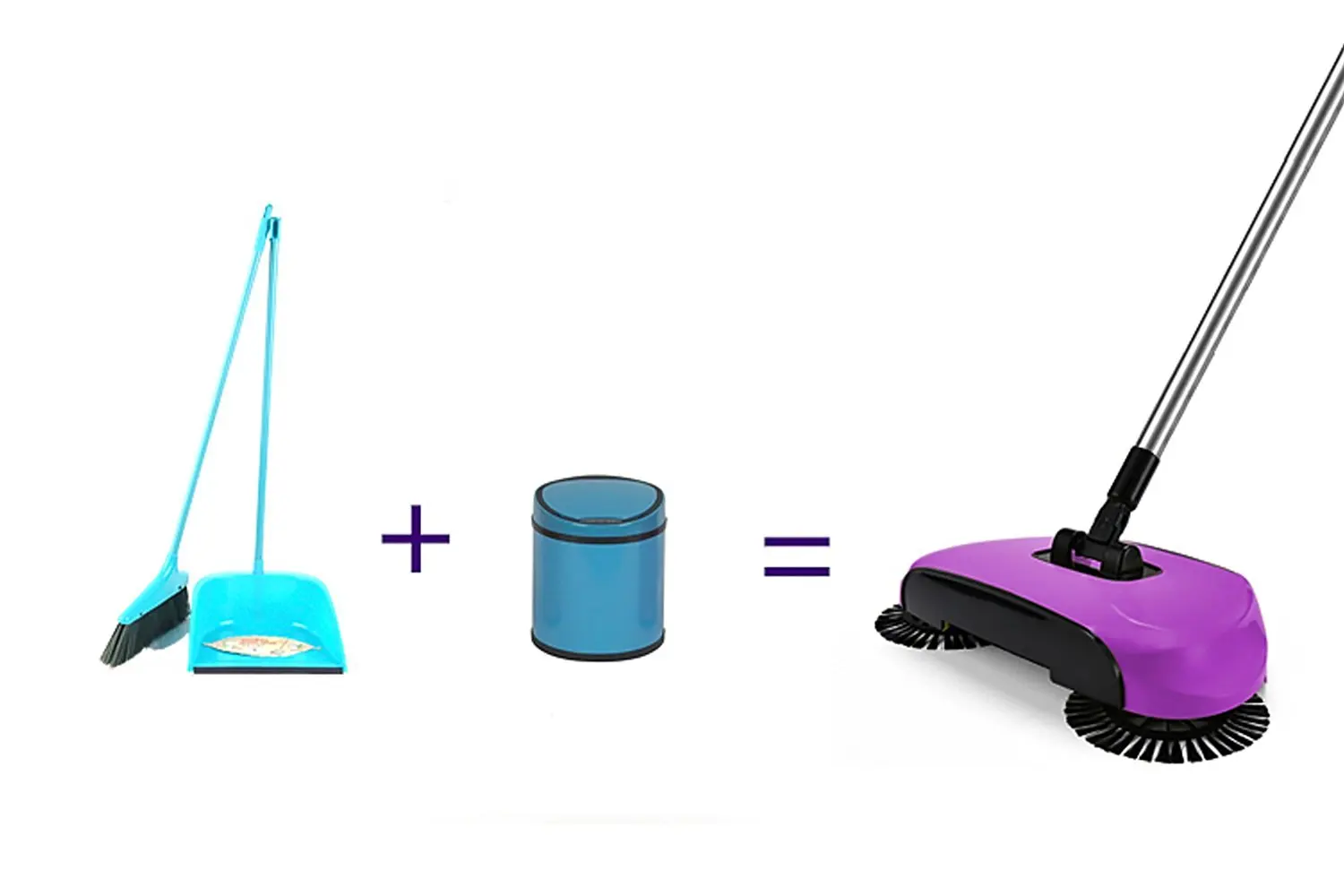 LOHOME® 360 Degree Rotating Broom, Hand-Push No Electric Safe Cleaners Broom Dustpan Trash 3-in-1 Cordless Swivel Sweeper