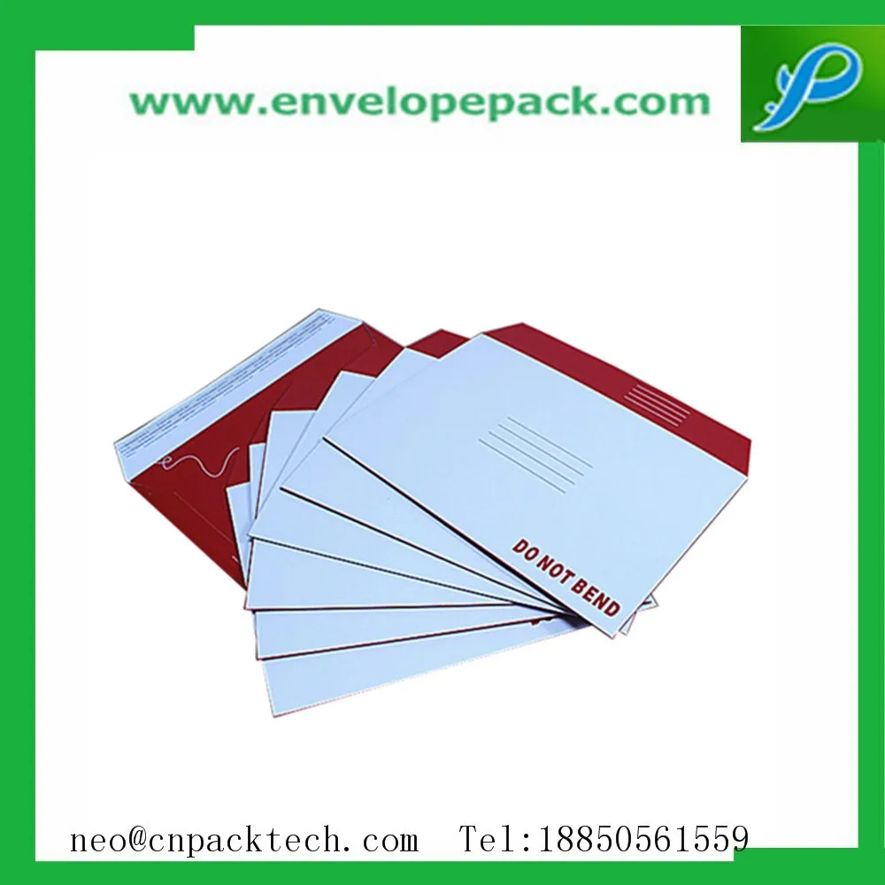 Custom Printed Selfseal Rigid Mailers Cardboard Document Envelopes