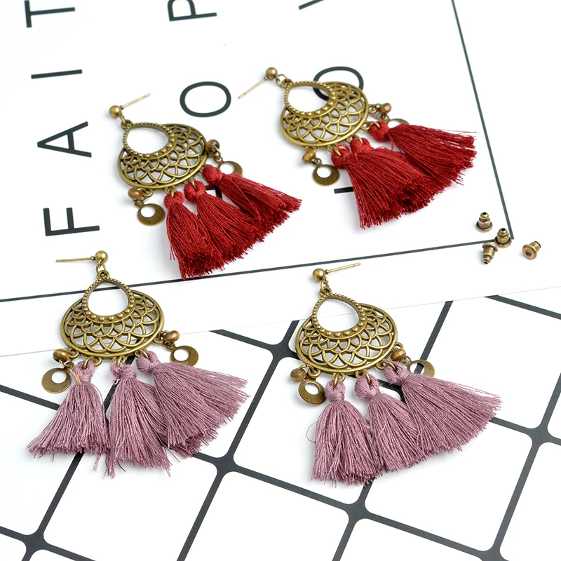 Qihe Fashion China Wholesale Bijoux Ladies Jewelry Cotton Tassel ...