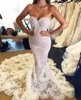 2019 Sexy Beaded Lace Sweetheart Mermaid Wedding Dress with Circle 3D Flower
