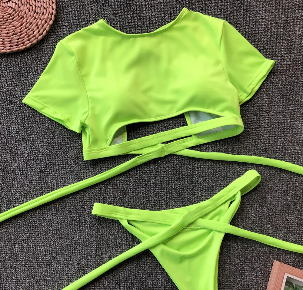 2019 Aliexpress Wholesale Neon Green Two Piece Sexy Bikini Swimsuit Girl Buy Green Bikinisexy 8876