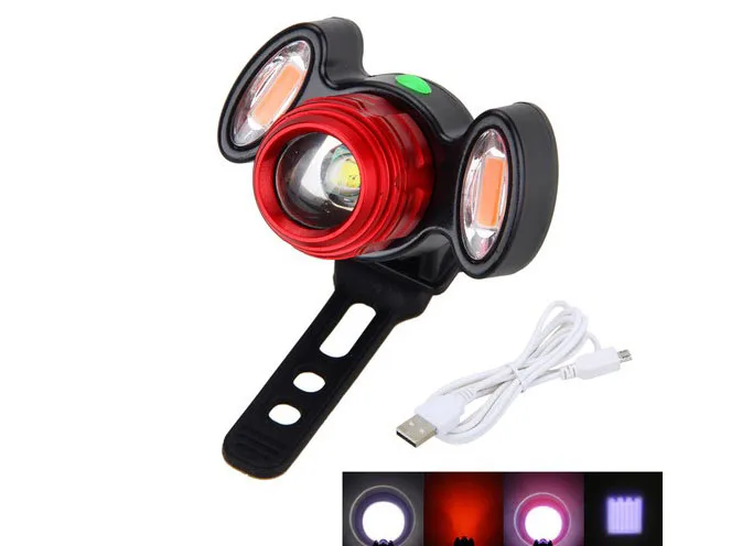 Zoomable XM-L T6 +2 x COB RED LED Front Bicycle Bike light