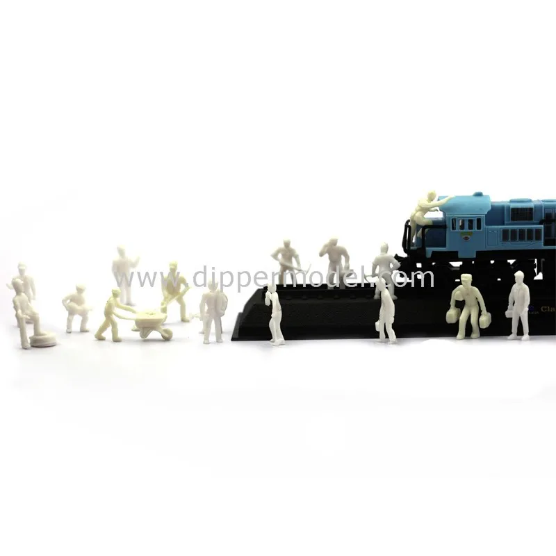 187 Ho Scale Plastic Mini White Model Railway Worker Figures&barrels