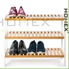 Bamboo Shoe Rack 3 Tiers Free Standing Shoe Tower Storage Organizer Shelf Boot Stand for Entry Closet Adjustable Homex_FSC