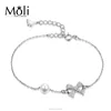 Shell Pearl Silver Bow 925 Sterling Silver Bracelet