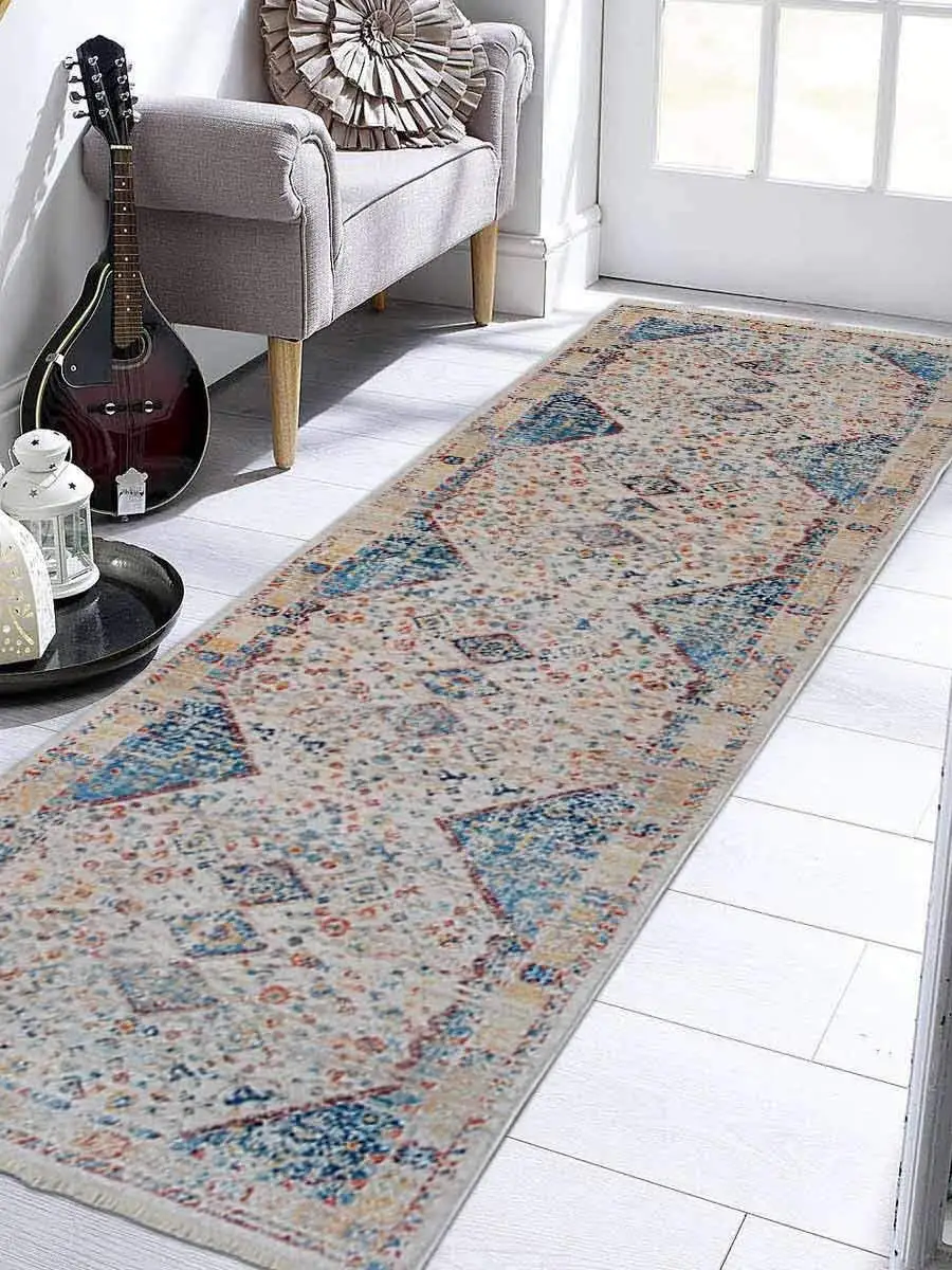 Crossweave Machine Woven Polyester 2'6''x9'10'' Turkish Oriental Runner Rug Multicolor
