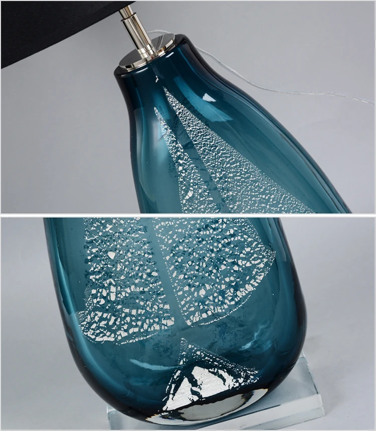 Blue Glass Table Lamp for Living Room