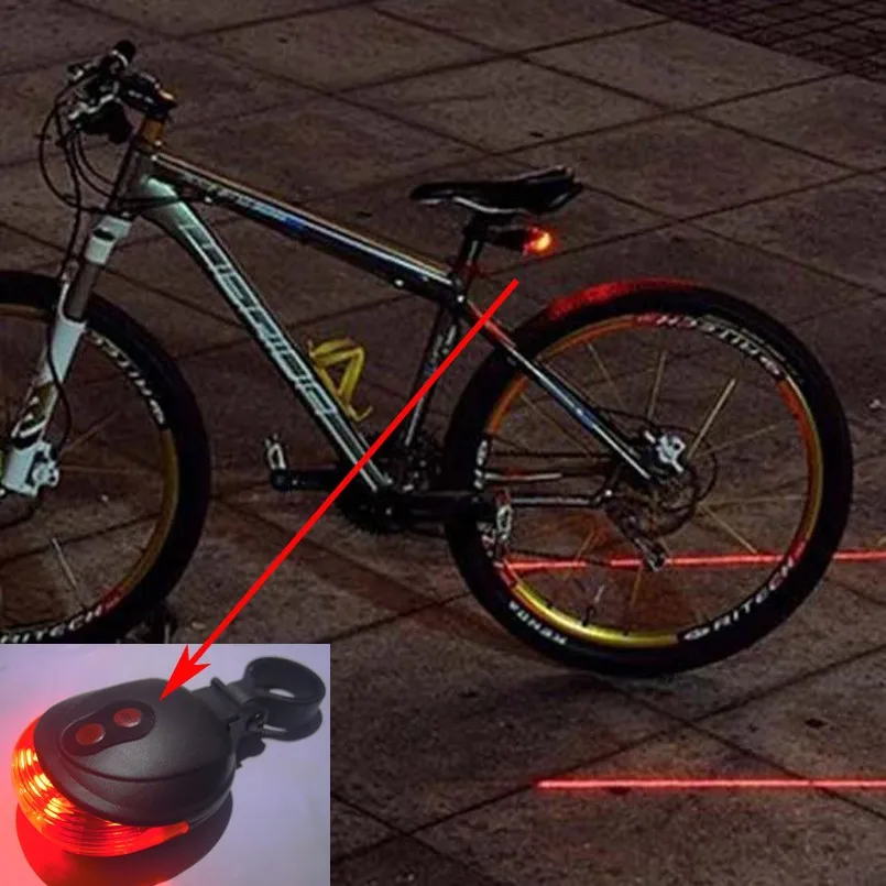 5 LED 2 Laser Flashing Bike Rear Light Cycling Tail Safety Warning Lamp Night 