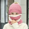 Women Winter Hat Face Mask Scarf Set Lady Warm Beanie Outdoor Snow Knit Warm Hat