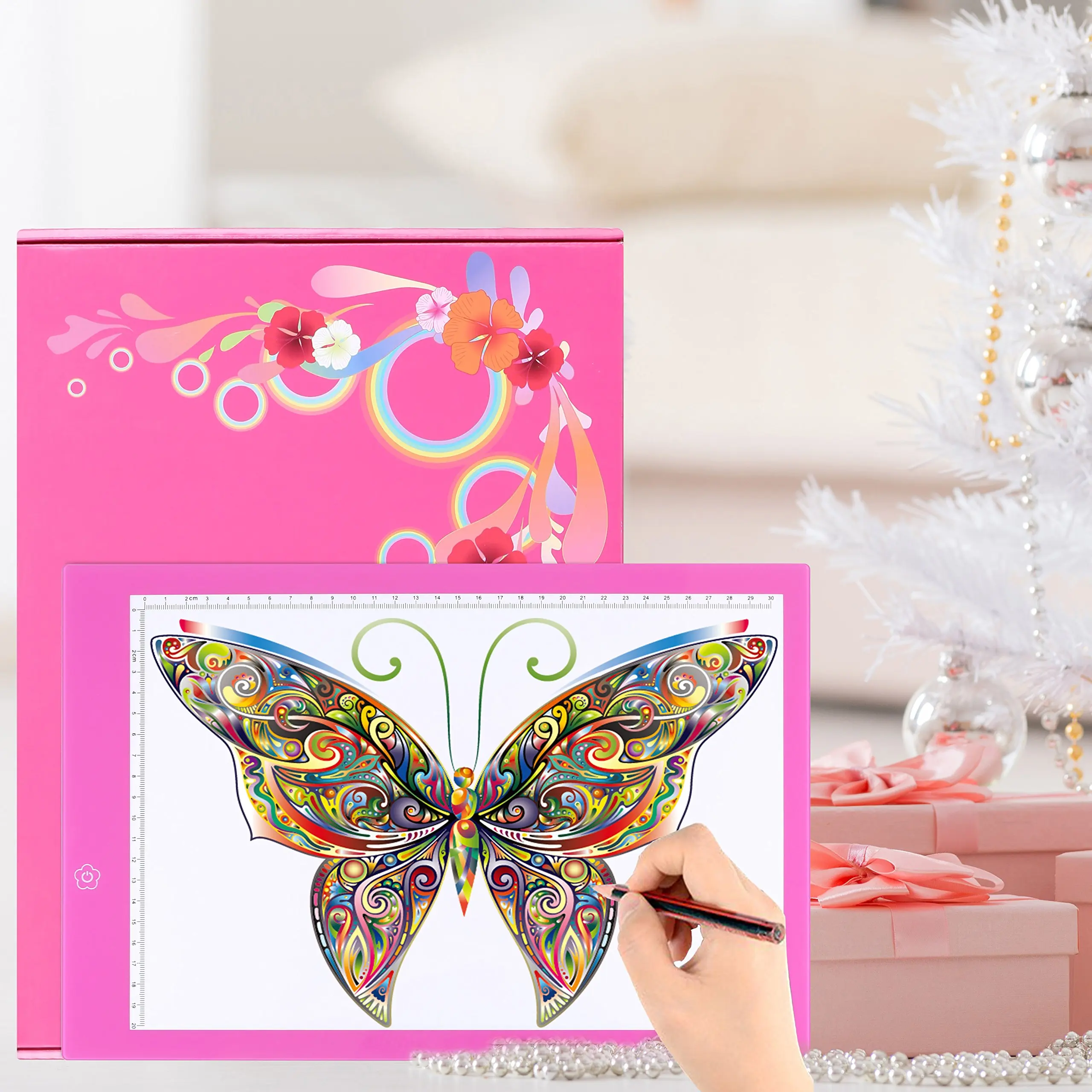 Get Quotations · Dark Pink A4 Ultra-thin Portable LED Light Box Tracer USB Power Cable Dimmable Brightness