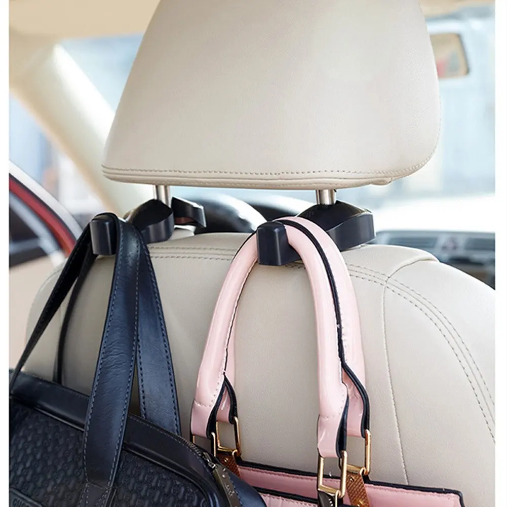 Car Vehicle Back Seat Hidden Hook,2 PCS Universal Car Vehicle Back Seat Headrest Hanger Holder Hook for Shopping Bag Purse Cloth Coat Grocery Handbags Grocery Bag (Black)