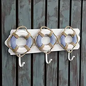 CCWY Wooden coat hooks Mediterranean creative lifebuoys hooks on the doors of the key hooks decorated hooks