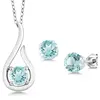 Round Red Ruby 925 Sterling Silver Pendant Earrings Set With Chain