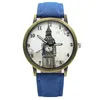 Reloj Mujer Men Women's Colorful Jeans B Wristwatch Retro Quartz Br New Watch Of The London Big Ben Tower Pattern Dial