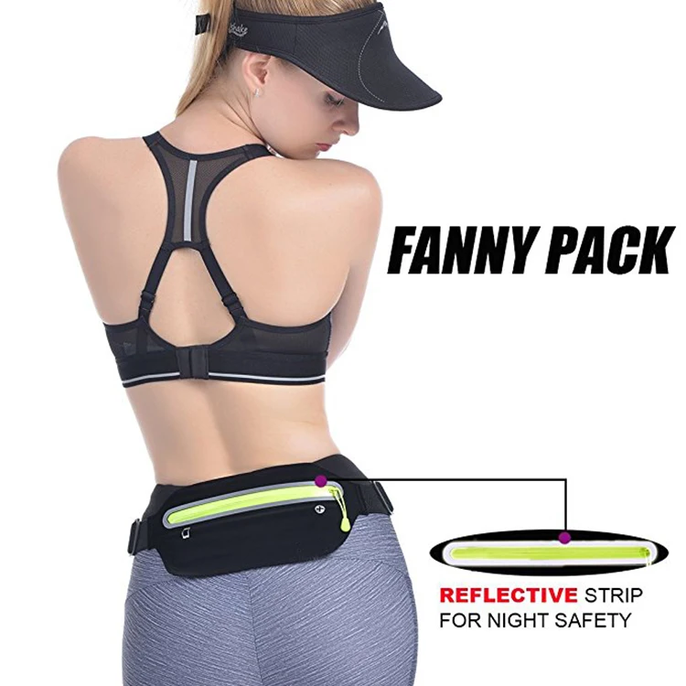 Free Logo Waterproof Reflective Waist bag Fanny Pack Running Belt for men and women