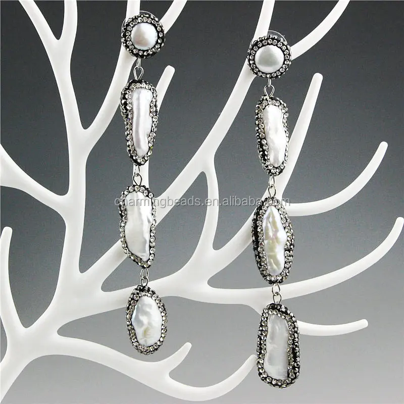 CH-ZSE0393 natural stone pendant jewelry earring,rhinestone fashion agate stud earring,wholesale gemstone dangle earring