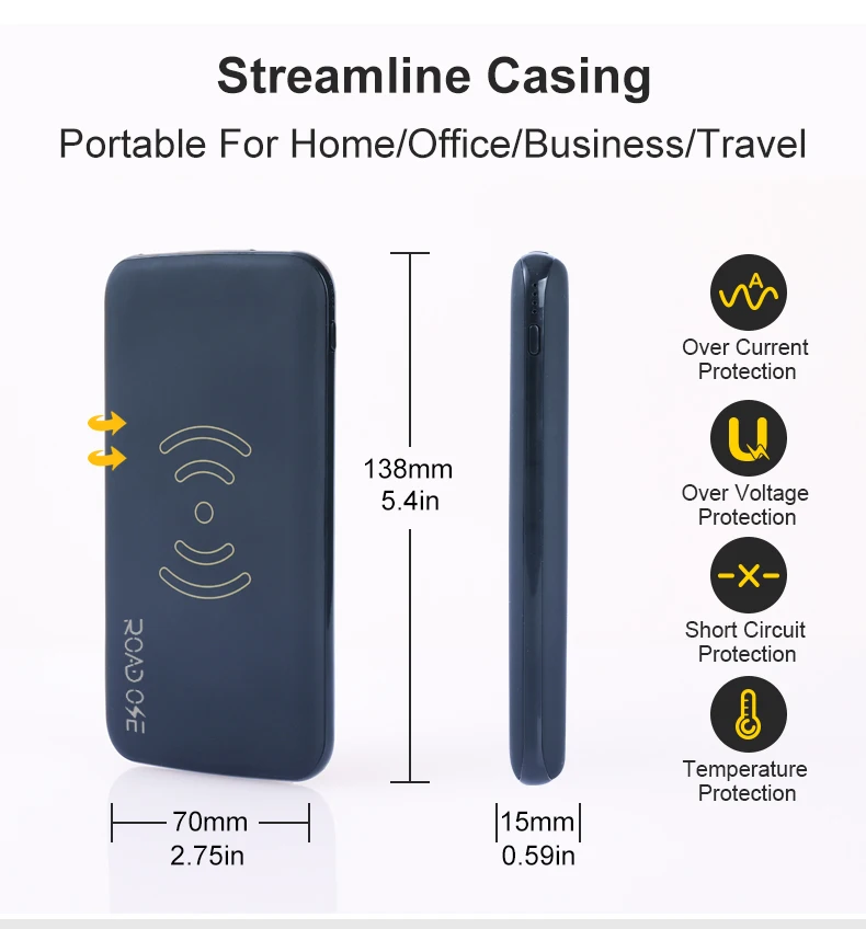 Dual Usb Outputs Qi Standard Mobile Power Bank 10000mah Wireless Charger - ANKUX.COM